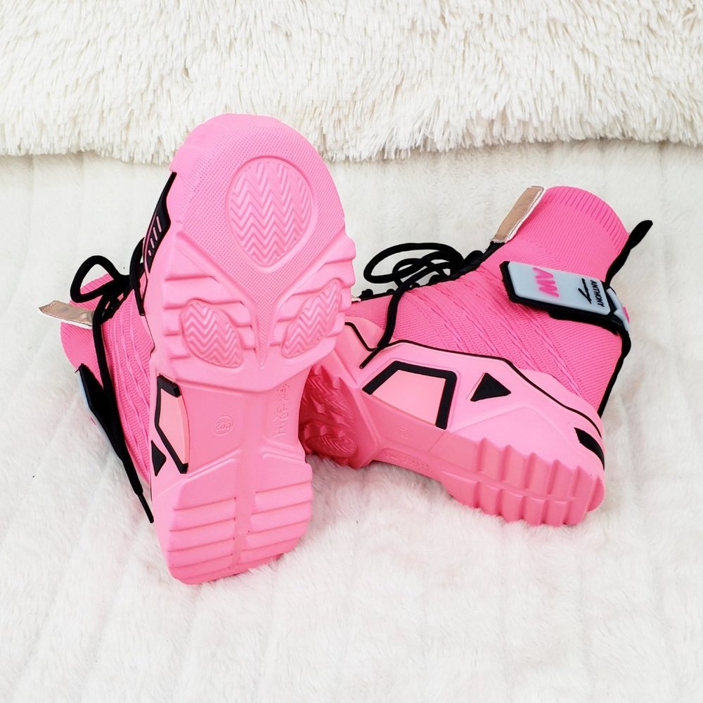 Wang Damson Pink Pull On Platform Sneaker Boots 4" Hidden Wedge RESTOCKED - Picture 13 of 13